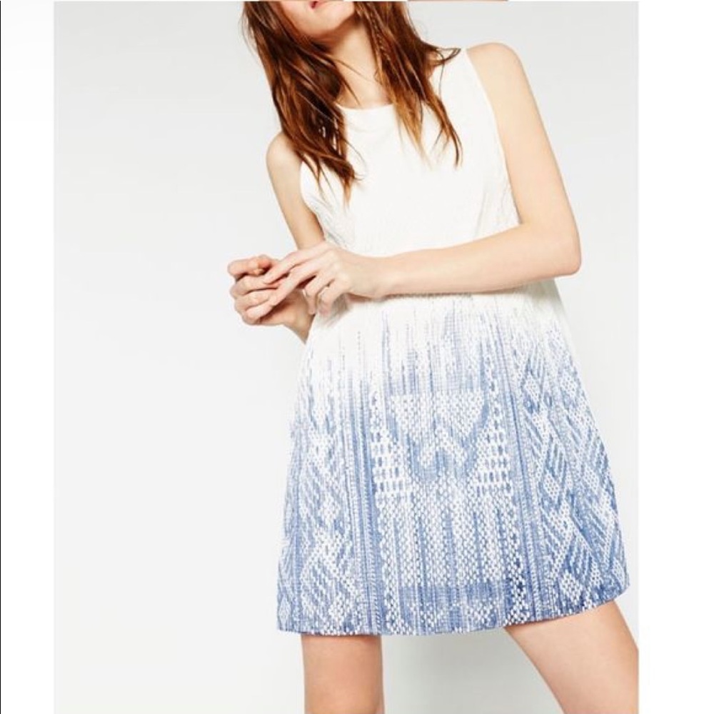 Zara | white and blue ombré sleeveless dress